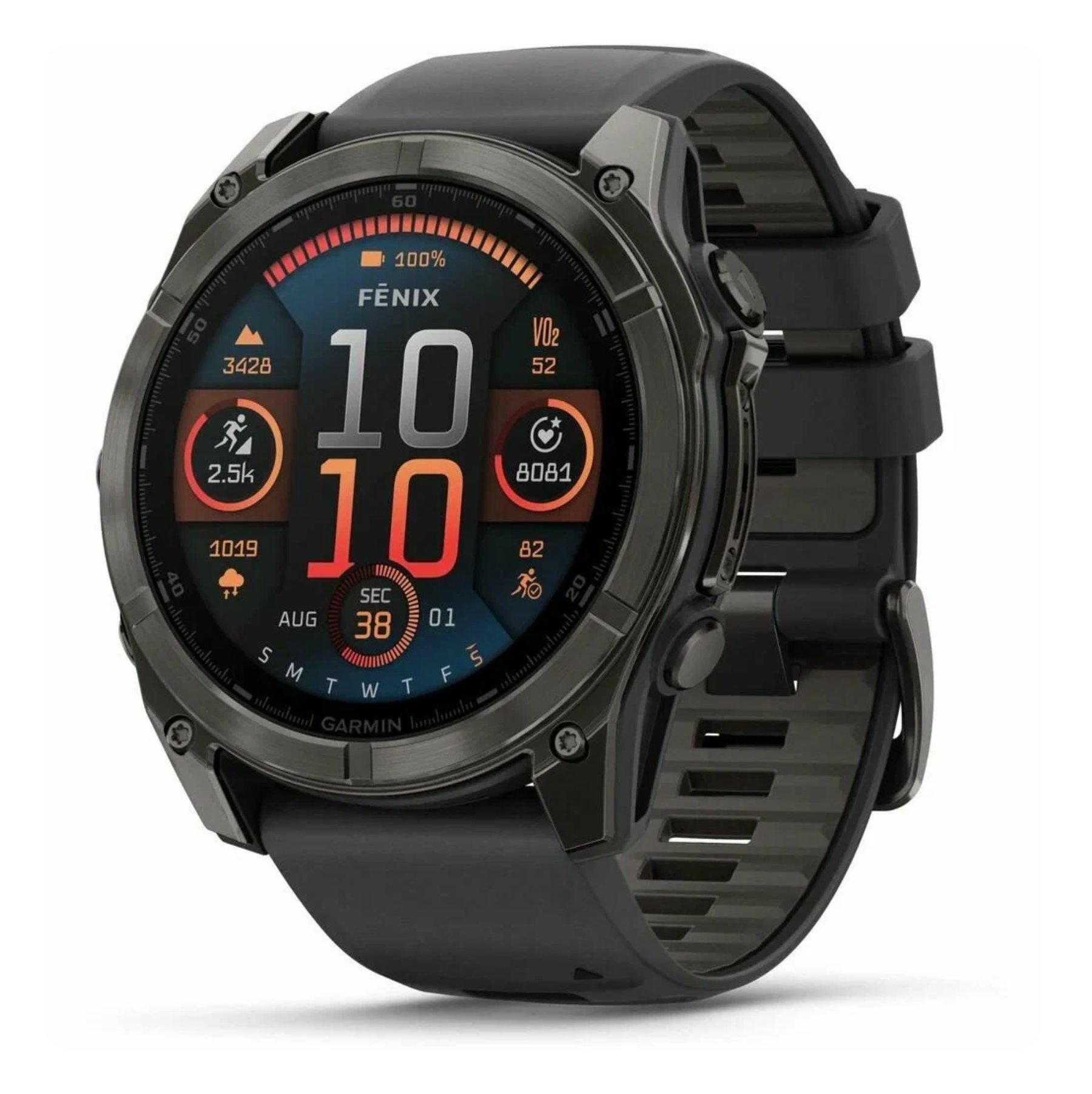 Умные часы Garmin Fenix 8, 51 мм, AMOLED Sapphire Carbon Gray DLC Titanium with Black Silicone Band Умные часы Garmin Fenix 8, 51 мм, AMOLED Sapphire Carbon Gray DLC Titanium with Black Silicone Band