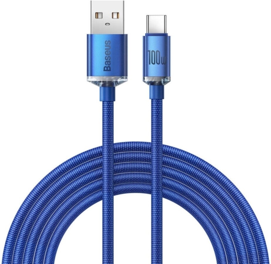 Кабель USB Baseus Crystal Shine Series Fast Charging 100W USB-A to Type-C, синий