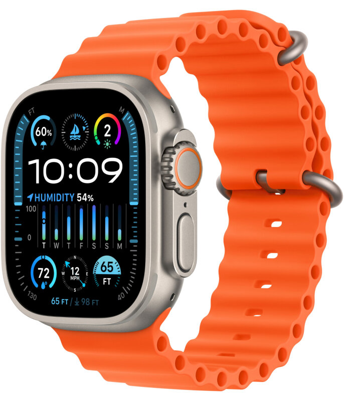 Apple Watch Ultra 2 GPS, 49 мм, корпус из титана, ремешок Ocean оранжевого цвета (FREH3) CPO