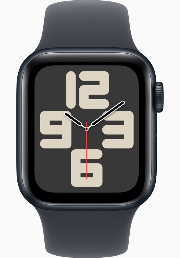 Apple Watch SE 2021, 44 мм, корпус из алюминия цвета «серый космос», спортивный ремешок цвета «тёмная ночь» (MKQ63) - Б/У