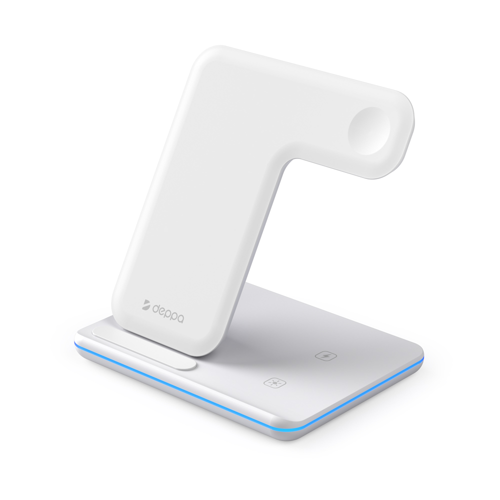 Зарядная станция Deppa 3 в 1 Charging Stand Neo: iPhone, Apple Watch, Airpods, 20W, белая