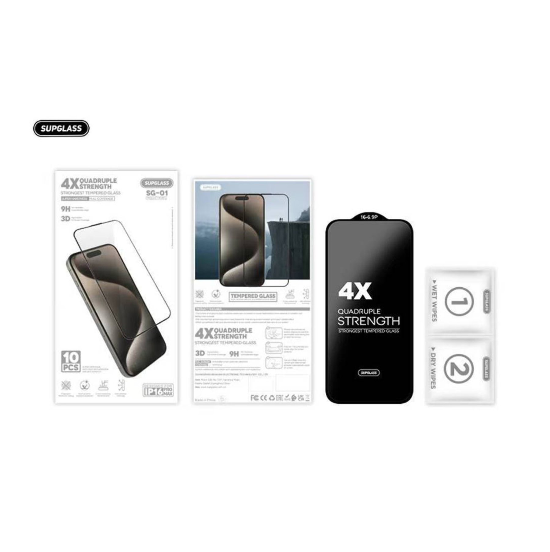 Защитное стекло Supglass SG-01 4X Quadruple Strength Glass 10- in-1 For IP 16 Pro (6.3) Защитное стекло Supglass SG-01 4X Quadruple Strength Glass 10- in-1 For IP 16 Pro (6.3)