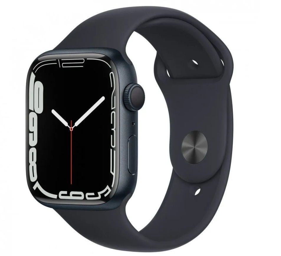 Apple Watch Series 7, 45 мм, (MKN53LL/A) корпус черного цвета, ремешок черного цвета - Б/У