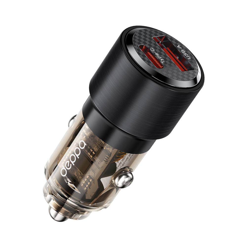 Автомобильное зарядное устройство Deppa Crystal USB-A->USB-С, 95W, черный