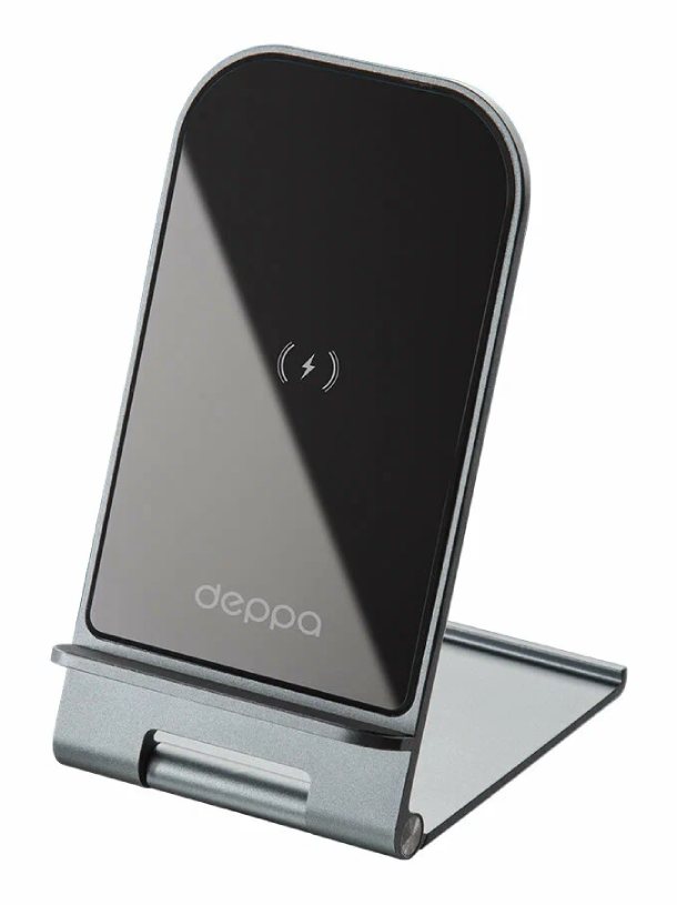 Беспроводное зарядное устройство Deppa QI 15W Slim складная, графит