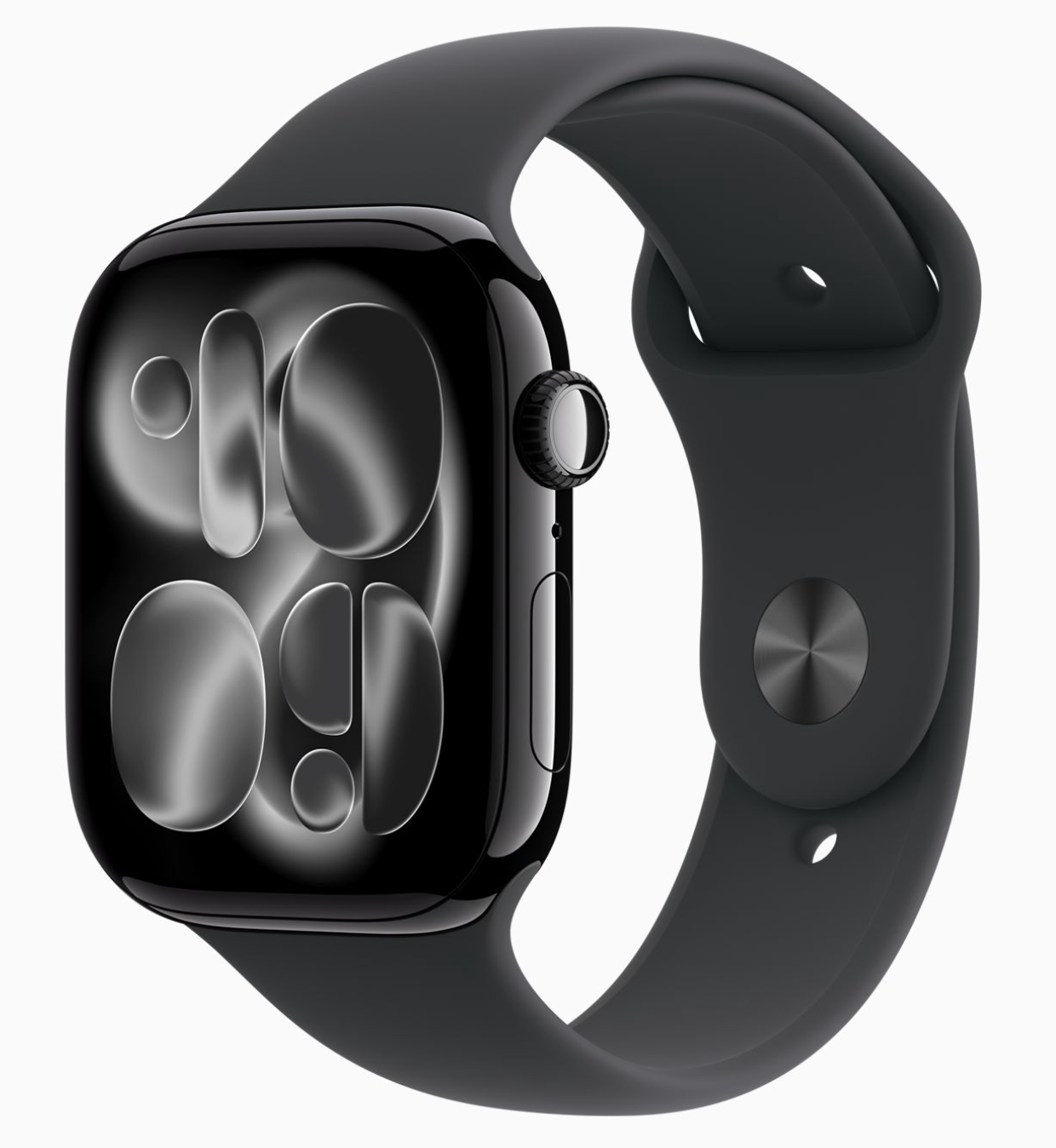 Apple Watch Series 11 GPS 46 mm, Jet Black Aluminum Black Sport Band S/M (MEUW4)