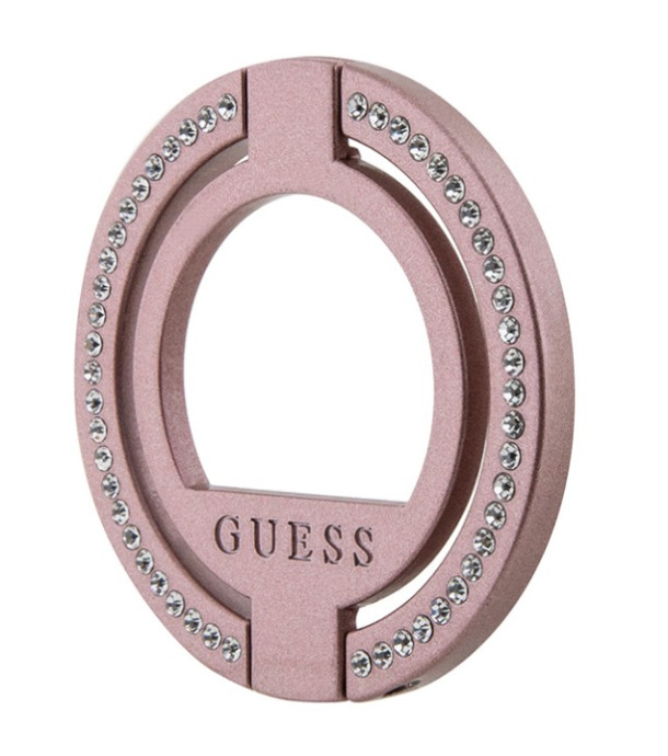 Guess кольцо-держатель MagSafe Metal Ring stand Diamond Rhinestones Pink
