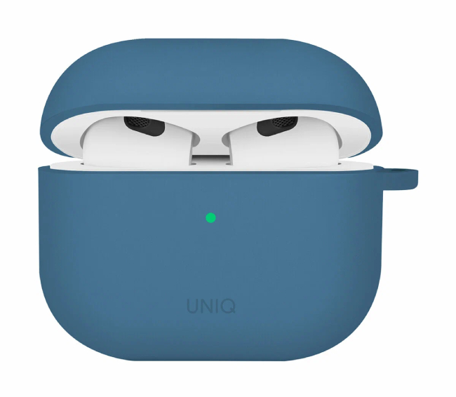 Чехол Uniq для Airpods 4 NEXO Liquid silicone +carabin +Sports ear hooks Pacific Blue
