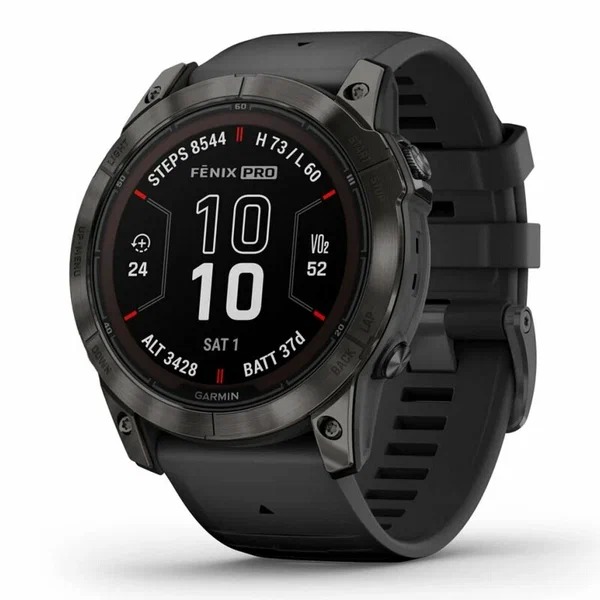 Умные часы Garmin Fenix 7X Pro Sapphire Solar Edition Carbon Gray DLC Titanium with Black Band
