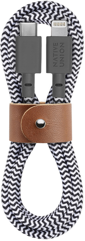 Кабель Native Union BELT CABLE, USB-C/LIGHTNING, длина 1,2м., зебра