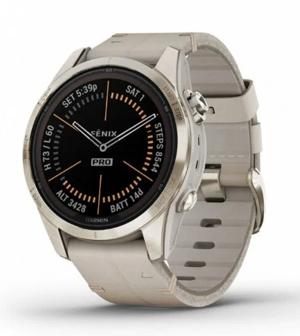 Умные часы Garmin Fenix 7S Pro Sapphire Solar Soft Gold Leather Band