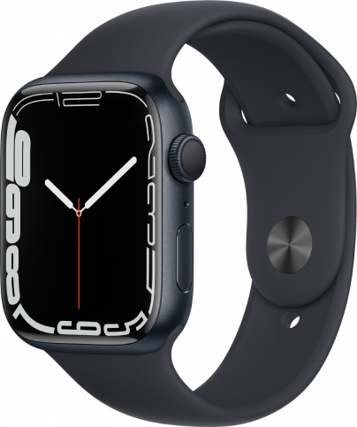 Apple Watch Series 7, 41 мм, (MKMX3) корпус из алюминия цвета «тёмная ночь», спортивный ремешок «тёмная ночь» - Б/У Apple Watch Series 7, 41 мм, (MKMX3) корпус из алюминия цвета «тёмная ночь», спортивный ремешок «тёмная ночь» - Б/У