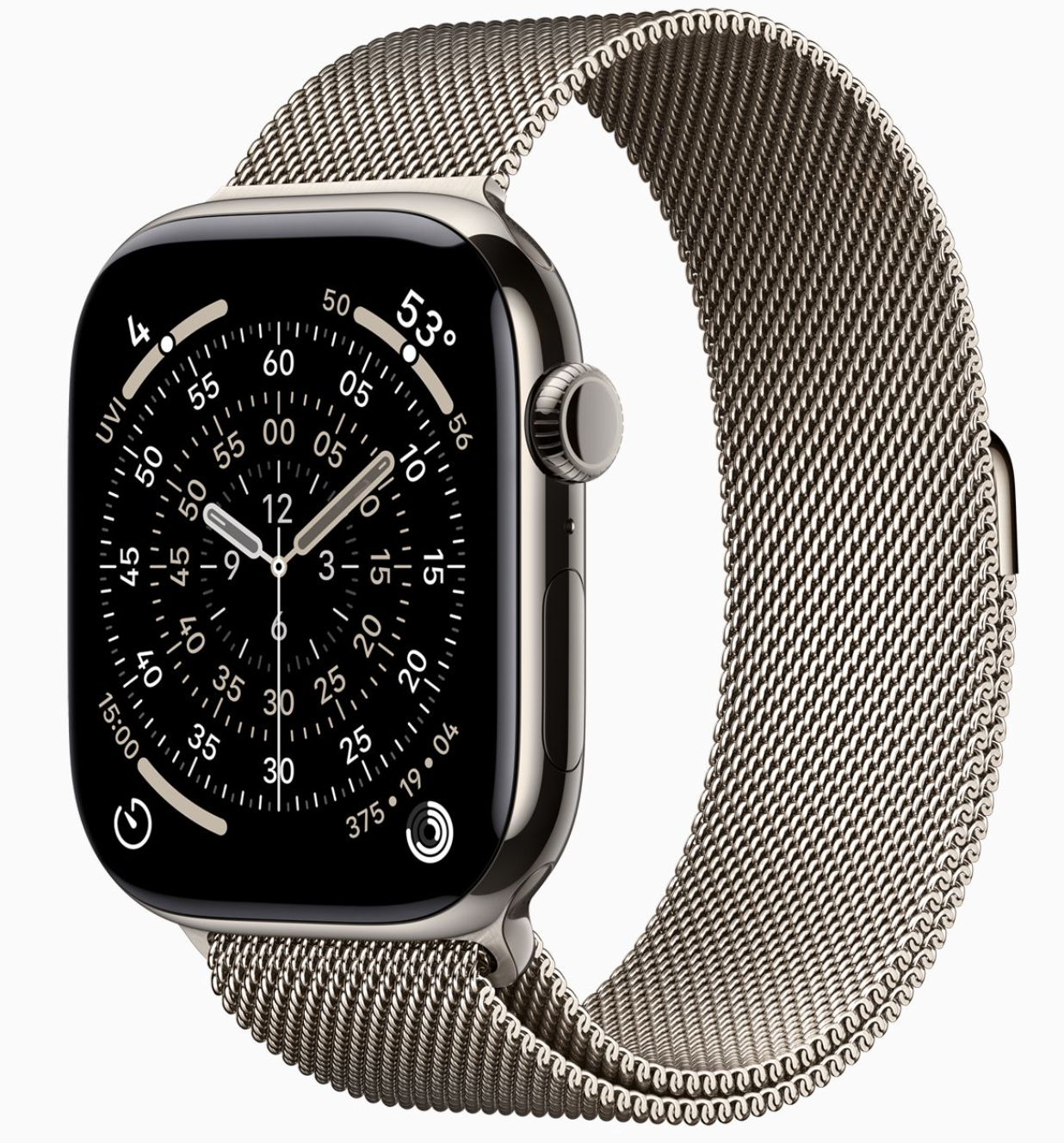 Apple Watch Series 11 GPS 46mm, Natural Titanium Case Natural Milanese Loop S/M (MFCY4)