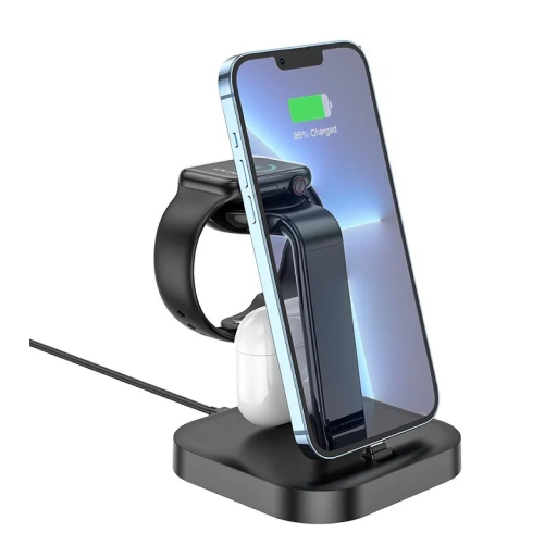 Беспроводное зарядное устройство  HOCO CW43 Wireless Charger 3 в 1, черный