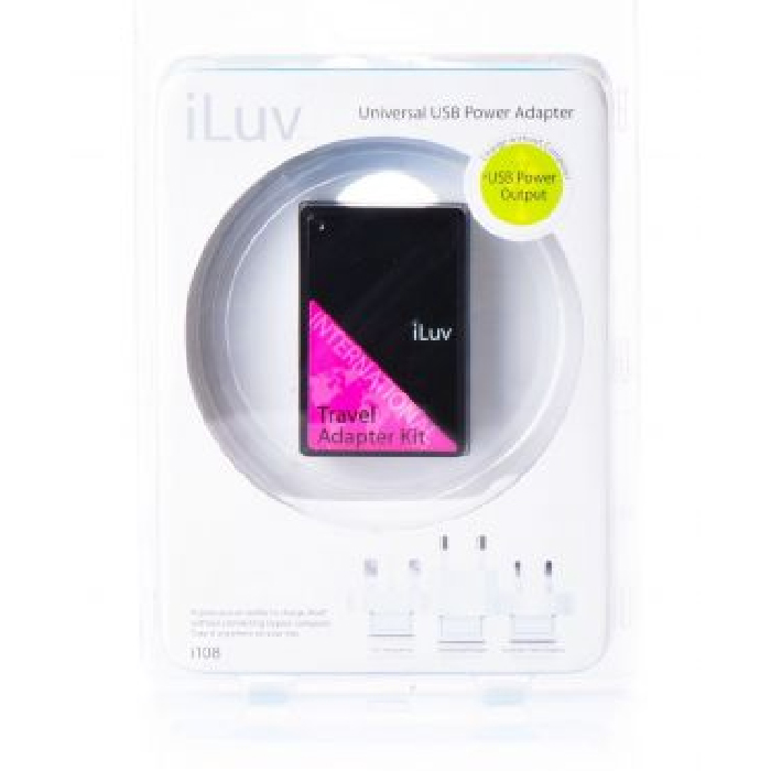 Сетевое зарядное устройство iLuv Traver Adapter Kit i108 2A черная