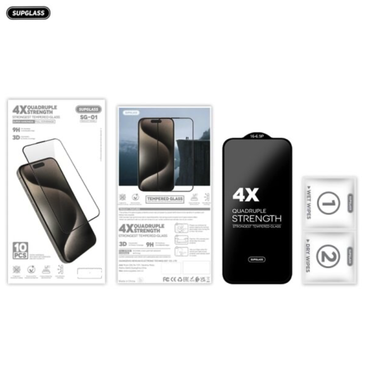 Защитное стекло Supglass SG-01 4X Quadruple Strength Glass 10-in-1 For iPhone 17 Pro (6.3)