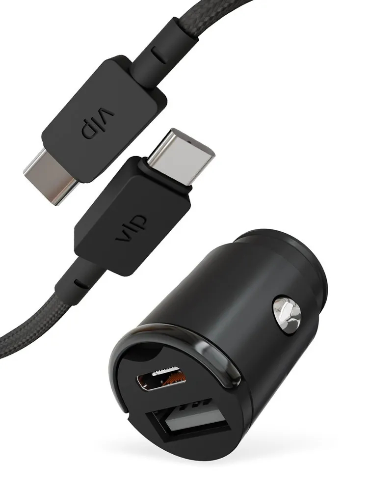 Автомобильное зарядное устройство VLP С-Power 45W USB-C+USB-A, PD, QC, черный