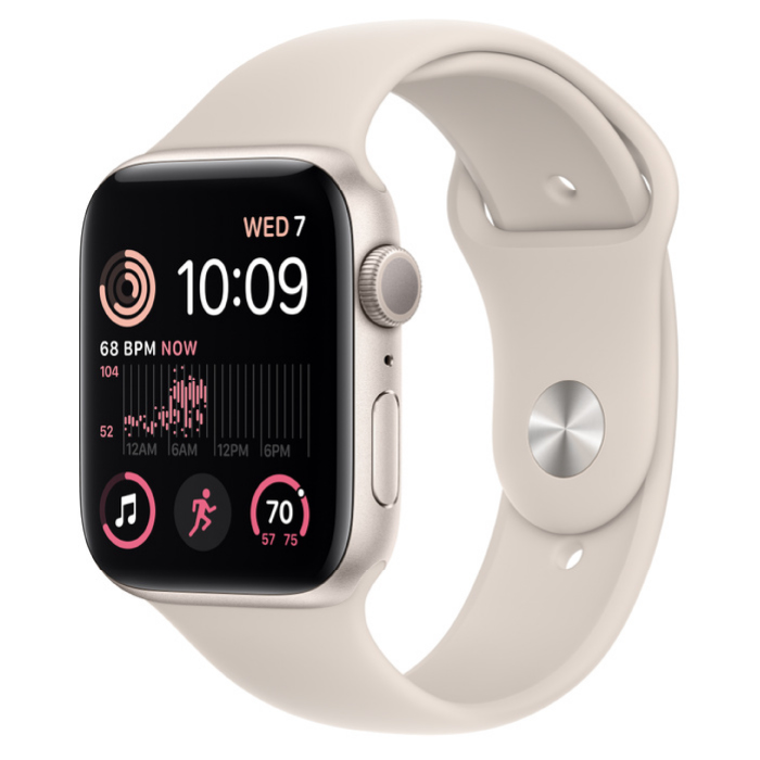 Apple Watch SE 2022, 44 мм,(MNTD3) S/M корпус из алюминия цвета «сияющая звезда», спортивный браслет цвета «сияющая звезда» - Не включаются