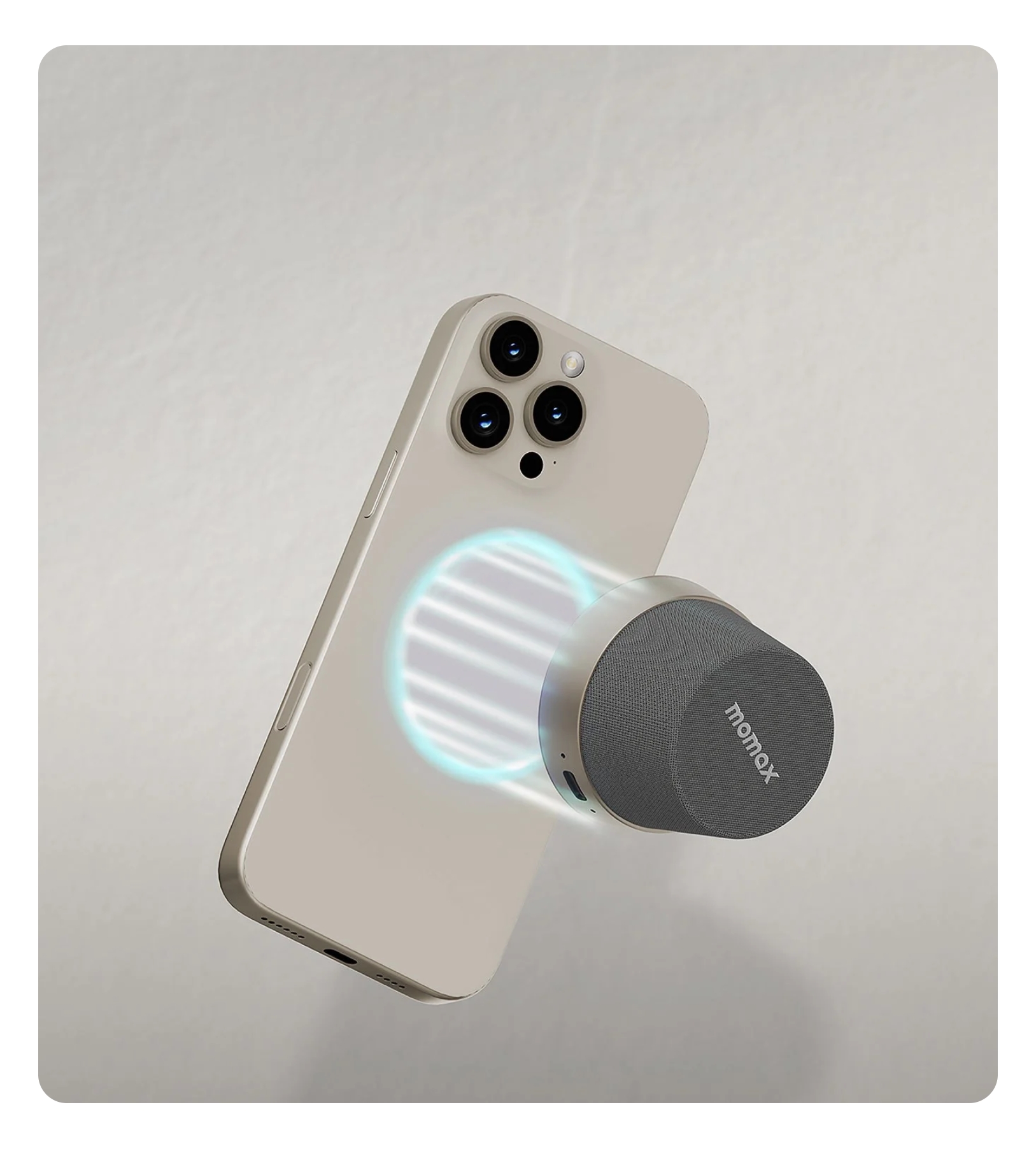 Акустическая система MOMAX 1-Vibe Go Magnetic Wireless Speaker, Titanium