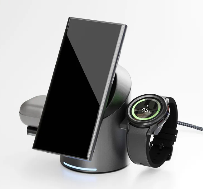 Беспроводное зарядное устройство "vlp" Tower Power 3 in 1, серое