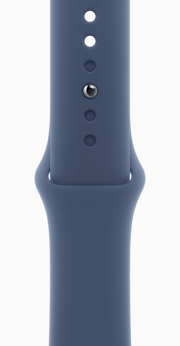 Apple Watch SE 2024, 40 мм, корпус из алюминия серебристого цвета, спортивный ремешок синего цвета M/L (MXED3)