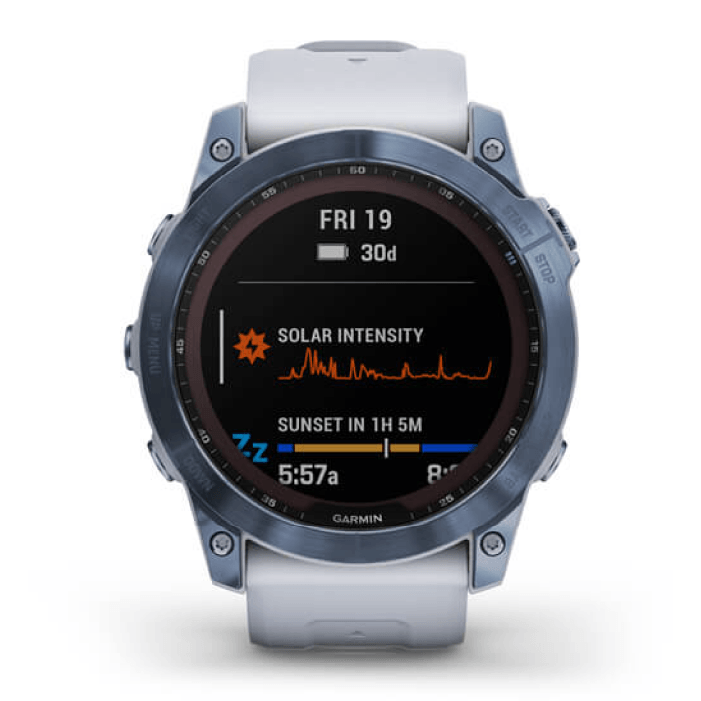 Умные часы Garmin Fenix 7X Sapphire Solar Mineral Blue Titanium Whitestone Band