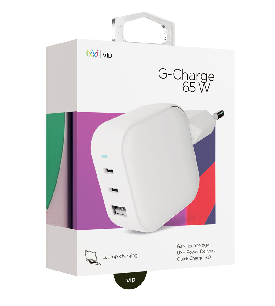 Сетевое зарядное устройство «vlp» G-Charge G-Charge 65W USB-C+USB-С, PD, QC, белый