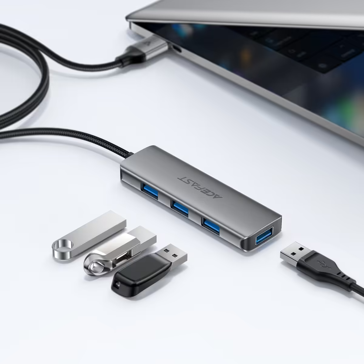 Адаптер ACEFAST J17 USB-A 4-in-1 HUB, metal gray
