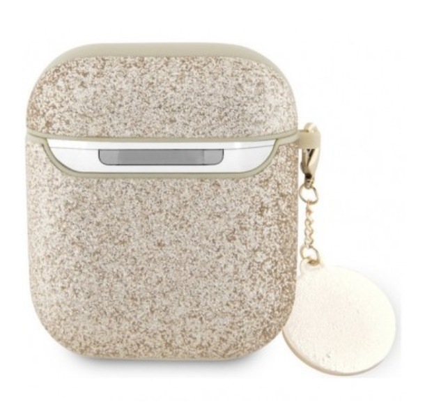 Чехол Guess для Airpods 2 Fixed Glitters with Heart Diamond charm, коричневый