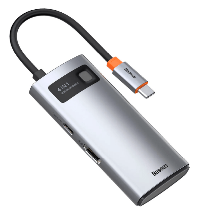 Адаптер Baseus Metal Gleam Series 4-in-1 Multifunctional Type-C HUB Docking Station Gray