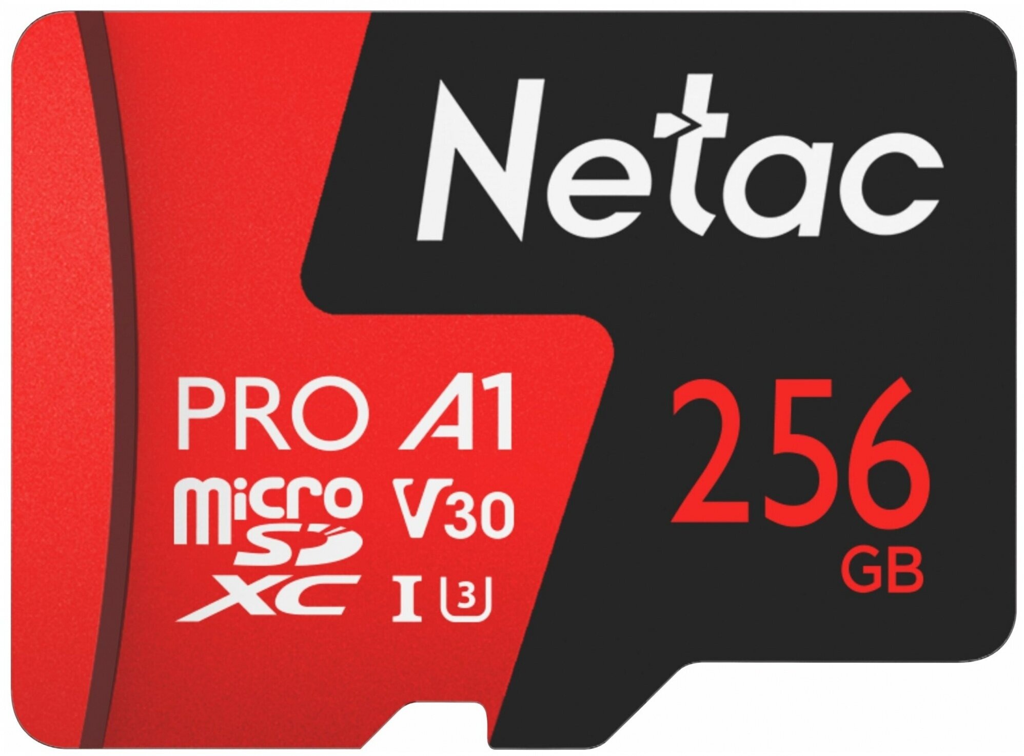 Карта памяти MicroSDXC 256GB Netac P500 Extreme Pro Class 10 UHS-I A1 V30 (100 Mb/s) + SD адаптер