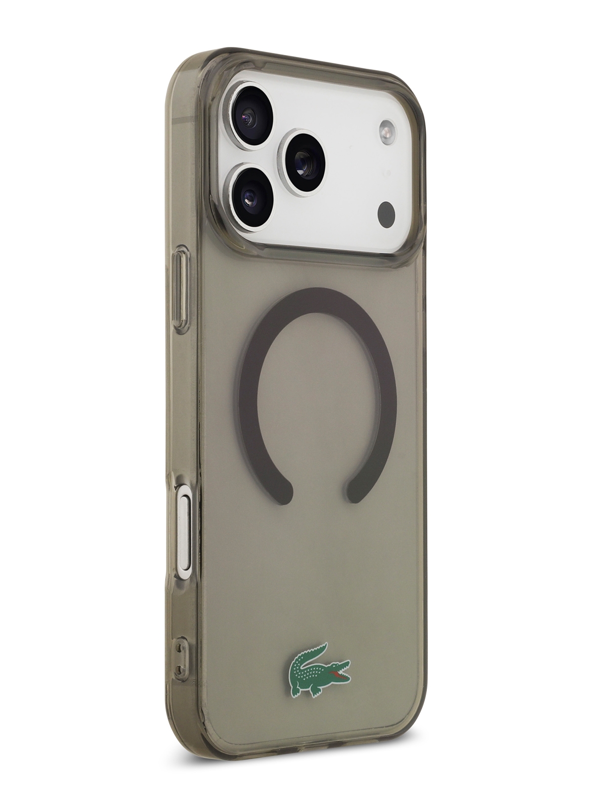 Чехол Lacoste для iPhone 17 Pro Max IML Croc logo Hard Transparent Black (MagSafe)