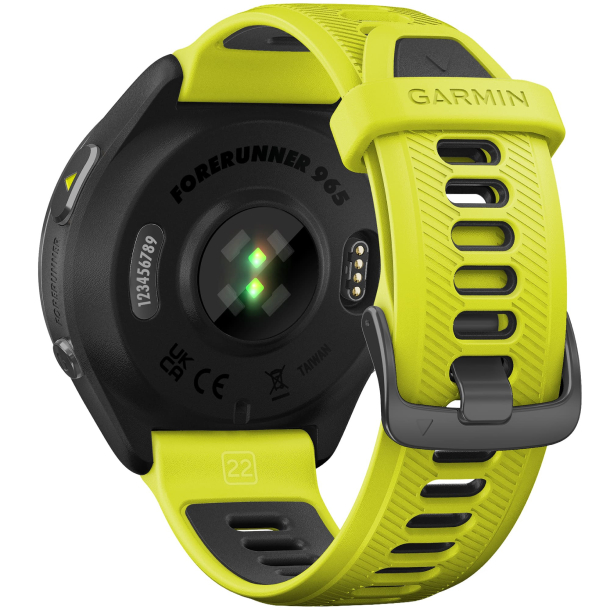 Умные часы Garmin Forerunner 965 Black, Carbon Gray DLC, Titanium Bezel, Yellow Band