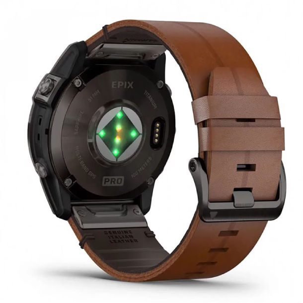 Умные часы Garmin Epix Pro Gen 2 Sapphire Carbon Gray 51mm Сhestnut Leather Band