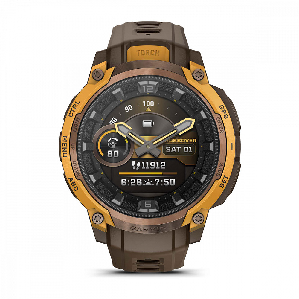 Умные часы Garmin Instinct Crossover Amoled Bronze Sunburst with Cocoa Silicone