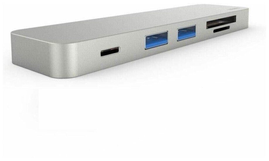 Адаптер WiWu CYBER hub 7 в 1 (Dual Type C-> 2х USB 3.0 Hub, 2х Type-C, SD Card, Micro SD Card, HDMI) CB007