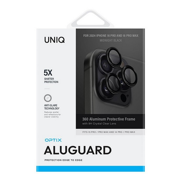 Стекло Uniq OPTIX Camera Lens AluGuard Black для iPhone 16 Pro/16 Pro Max