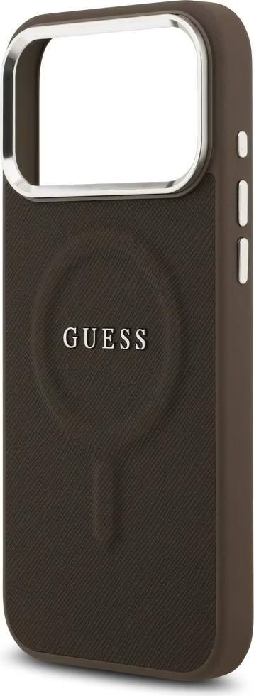 Чехол Guess для iPhone 17 Pro чехол PU Grained leather Classic metal logo & Camera Hard Brown (MagSafe)