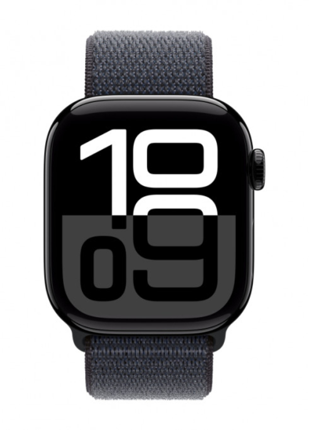 Apple Watch Series 10 GPS 46 мм, корпус из алюминия цвета «чёрный глянец», спортивный браслет цвета «Ink» (MWWR3)
