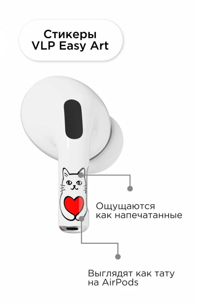 Наклейки "vlp" Easy Art для AirPods 4, cat's heart