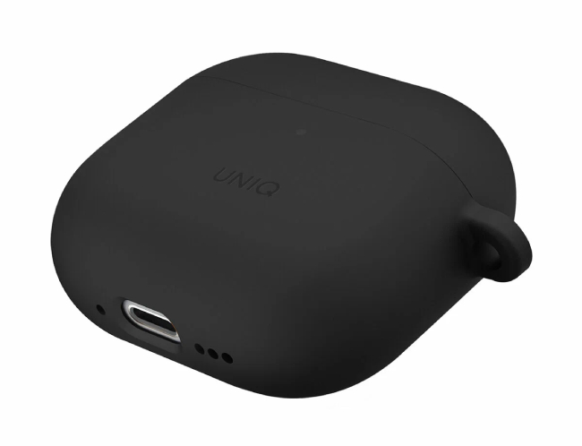 Чехол Uniq для Airpods 4 чехол NEXO Liquid silicone +carabin +Sports ear hooks Black