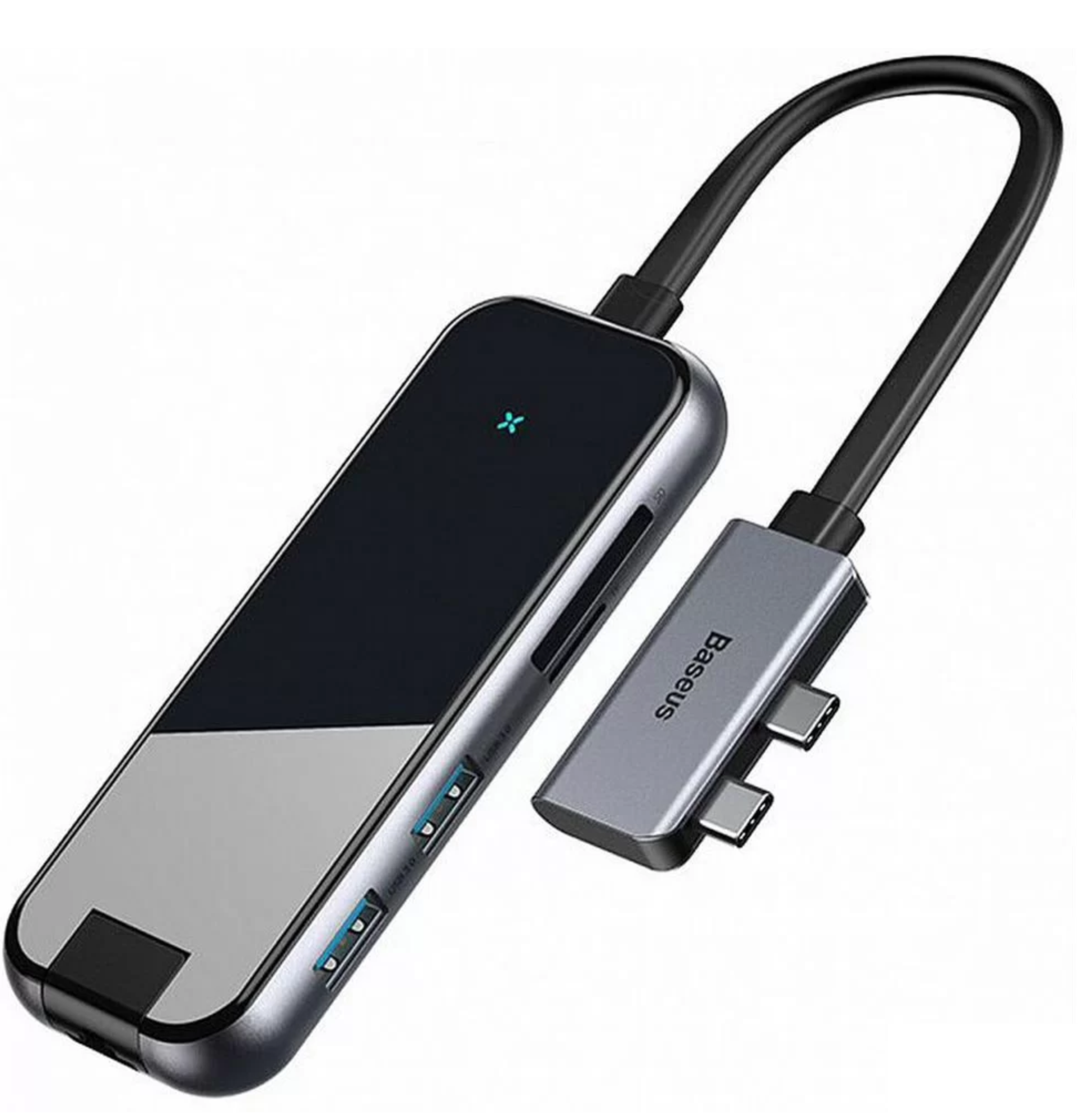 Адаптер Baseus CAHUB-FZ0G Dual Type C -> 2х USB, Type C, 2x HDMI, Flash card, TF, RJ45