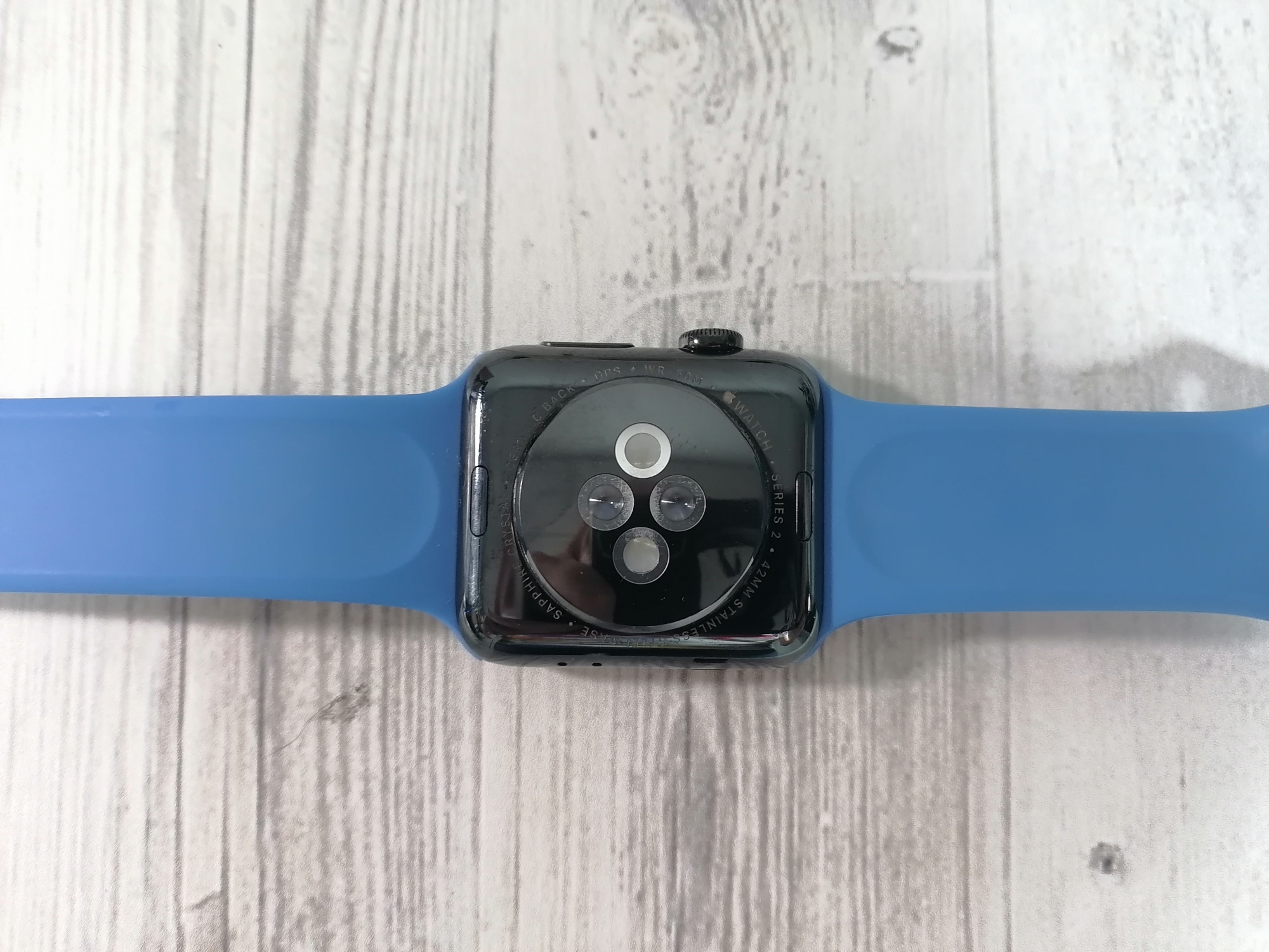 Apple Watch Series 2, 42мм, черная сталь + сапфир спортивный ремешок чёрного цвета - Б/У